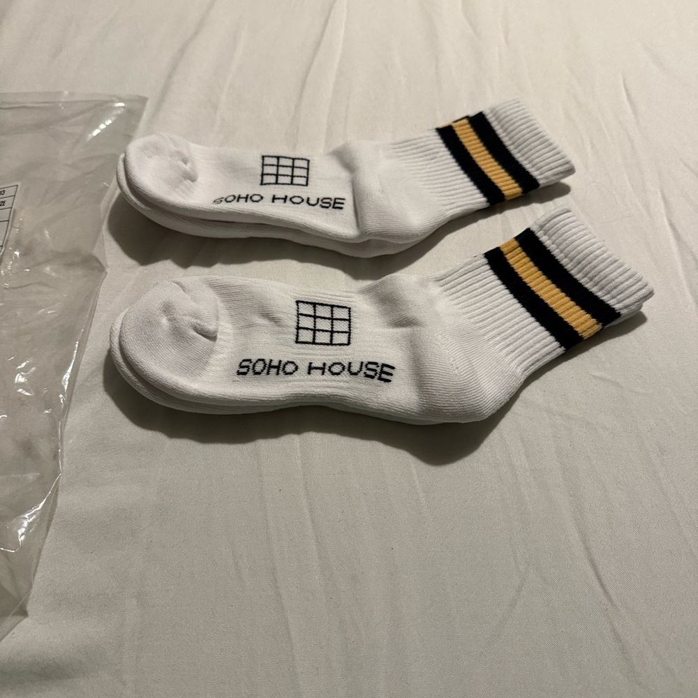 Soho White Socks with Black and Gold Stripes